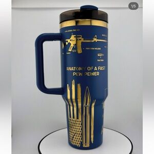 New Laser Engraved Navy Blue/ Gold “Anatomy of a Fast Pew Pewer” 40 oz tumbler